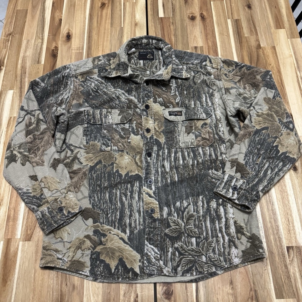Vintage Rattlers Brand Shirt Mens M Camo Long Sleeve Button‎ Up Hunting USA 90s